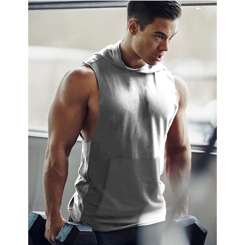 COOFANDY Men's 2 Pack Workout Hooded Tank Tops Bodybuilding Muscle Cut Off T Shirt Sleeveless Gym Hoodies - Image 2